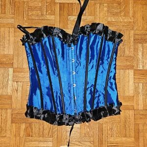 Blue and black‎ corset perfect for pirate halloween costume